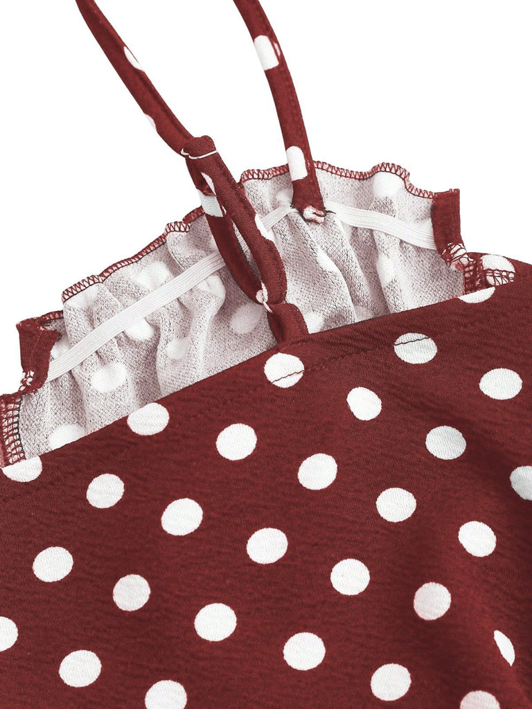 [Pre-Sale] Red 1930s Polka Dot Spaghetti Strap Fishtail Dress, vintage dress, retro fashion - perfect for women who love vintage and retro fashion
