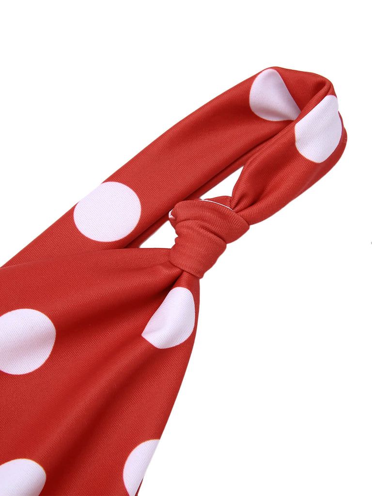 Red 1930s Polka Dot V-Neck Swimsuit, vintage swimsuit, pin-up swimwear - perfect for women who love vintage and retro fashion