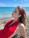 Red 1930s Retro Halter Solid One-piece Swimsuit — 1930s poolside glamour meets sun-drenched confidence