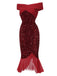 Red 1930s Sequined Off-Shoulder Dress, vintage dress, retro fashion - perfect for women who love vintage and retro fashion