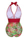 Red 1930s Tropical Plants One-Piece Swimsuit, vintage swimsuit, pin-up swimwear - perfect for women who love vintage and retro fashion