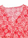 Red 1940s Boho Floral Wrap Dress - vintage dress, retro fashion, elegant red