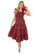 Red 1940s Christmas Plaid Lace-Up Dress - vintage dress, retro fashion, elegant red