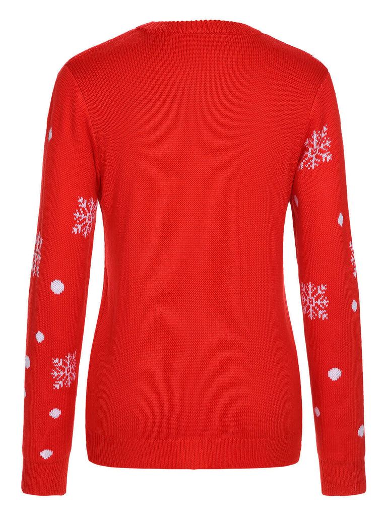 Red 1940s Christmas Reindeer Knit Sweater, vintage fashion, retro style - perfect for women who love vintage and retro fashion