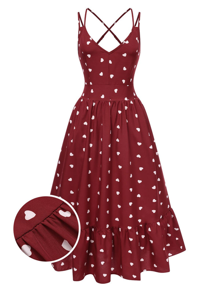 1940s Heart Print VNeck Sleeveless | 1940s | vintage dress, retro fashion