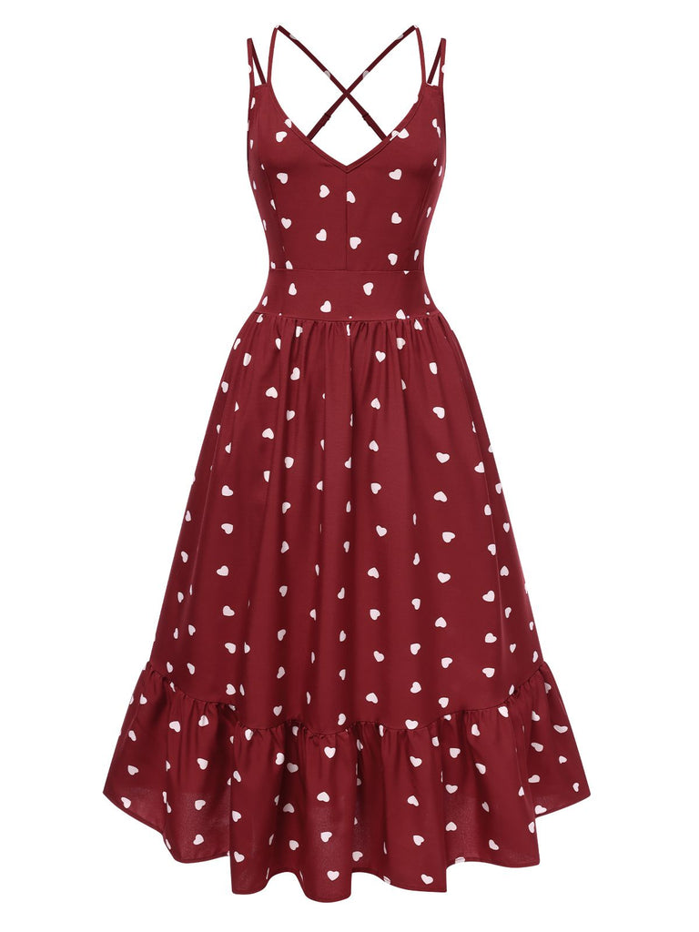 1940s Heart Print VNeck Sleeveless | 1940s | vintage dress, retro fashion