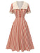 Red 1940s Lapel Vertical Stripes Dress, vintage dress, retro fashion - perfect for women who love vintage and retro fashion