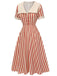 Red 1940s Lapel Vertical Stripes Dress, vintage dress, retro fashion - perfect for women who love vintage and retro fashion