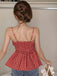 Red 1940s Plaid Twist Babydoll Camisole - vintage fashion, retro style, elegant red