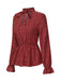 Red 1940s Polka Dot Lace-Up Chiffon Blouse, vintage top, retro blouse - perfect for women who love vintage and retro fashion