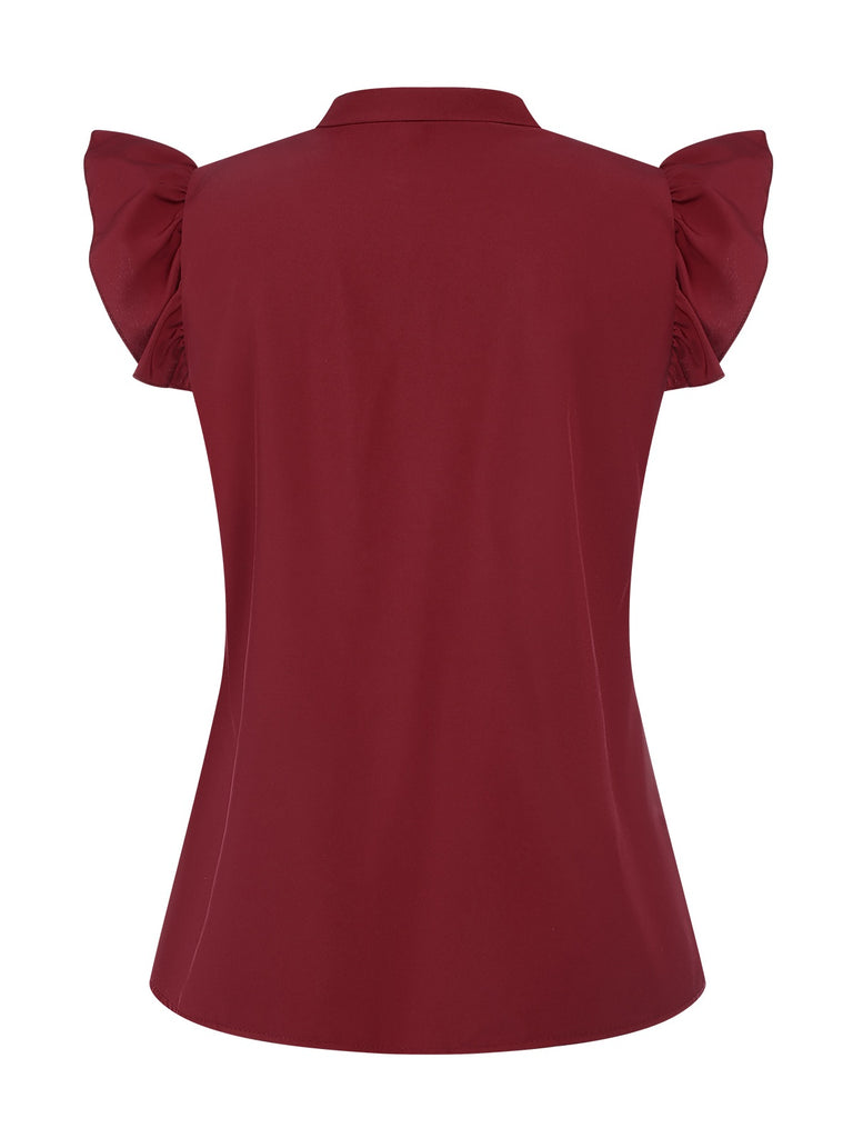 1940s Solid TieNeck Ruffle Sleeve | 1940s | vintage blouse, retro top