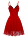 Red 1940s Spaghetti Strap Lace Trim Nightgown - vintage nightgown, retro sleepwear, elegant red