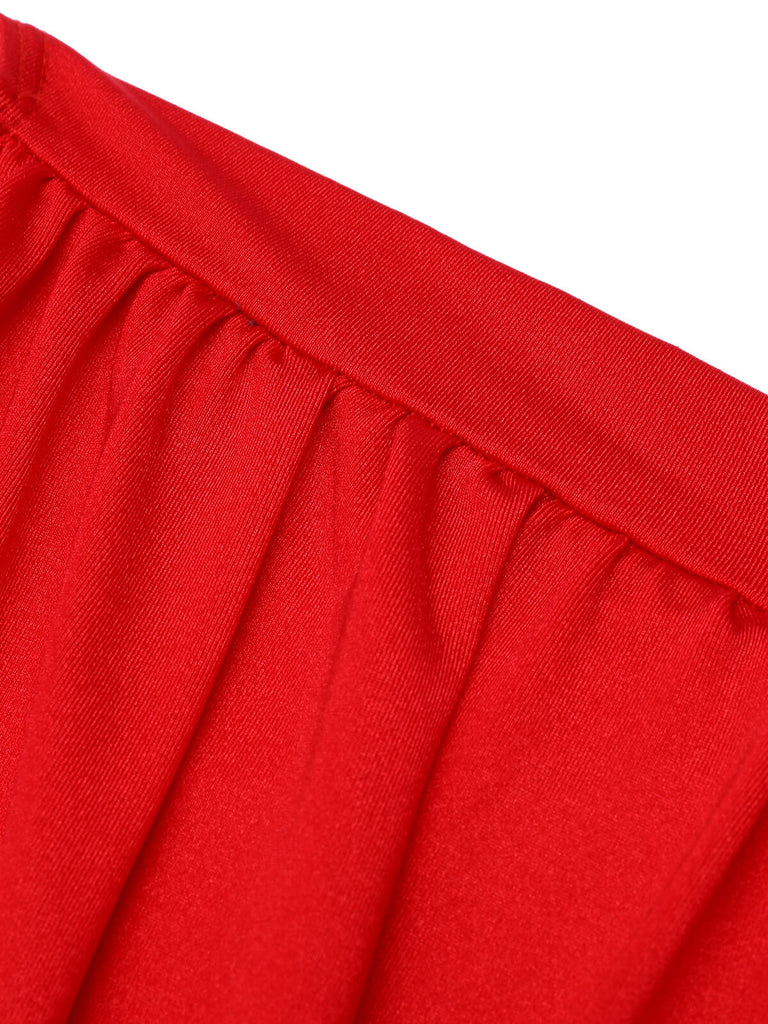 Red 1940s V-Neck Solid One-piece Swimsuit, vintage swimsuit, pin-up swimwear - perfect for women who love vintage and retro fashion