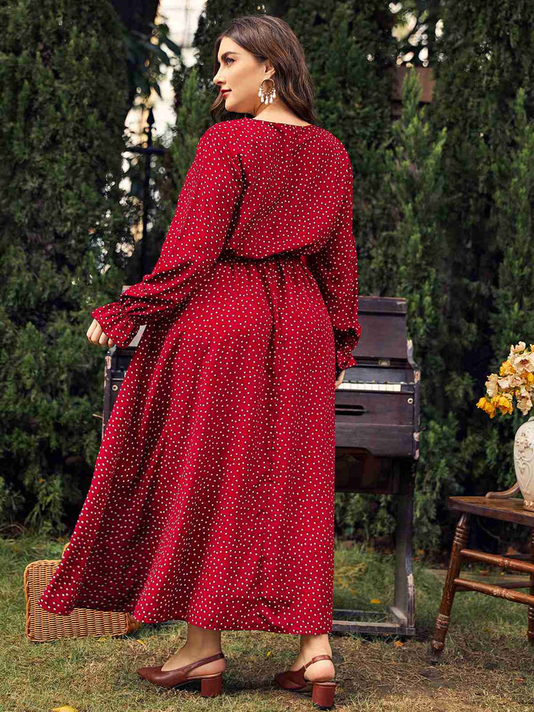 Red 1950s Bishop Polka Dots Dress — vintage elegance for the modern woman