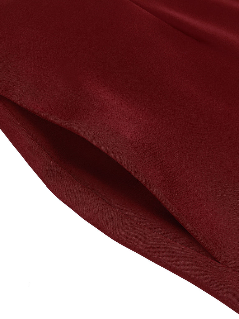 Red 1950s Burgundy Button Wide leg Pants: timeless style reimagined