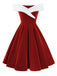She slips into this Red 1950s Christmas Off-Shoulder Velvet Dress and suddenly it's a 1950s daydream