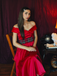 She slips into this Red 1950s Christmas Plaids Off-Shoulder Dress and suddenly it's a 1950s daydream