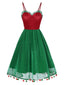 Red 1950s Christmas Polka Dot Mesh Dress - Red / M / 4~6