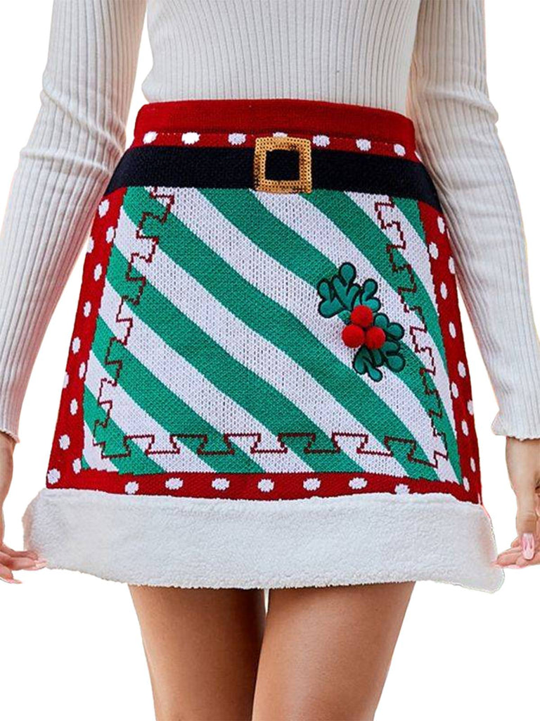 Red 1950s Christmas Polka Dots Knit Skirt: 1950s grace for the woman who dances through life