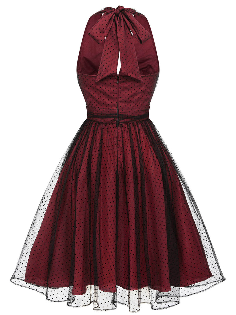 Red 1950s Dots Mesh Swing Dress: timeless style reimagined