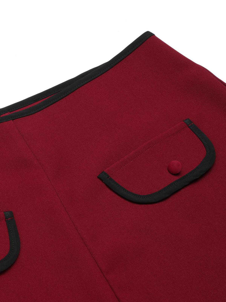 Red 1950s Elastic Waist Solid Shorts: timeless style reimagined