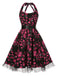 Red 1950s Floral Halter Lace Swing Dress, vintage dress, retro fashion, rockabilly, pin-up fashion - perfect for women who love vintage and retro fashion