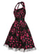 Red 1950s Floral Halter Lace Swing Dress, vintage dress, retro fashion, rockabilly, pin-up fashion - perfect for women who love vintage and retro fashion