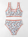 Red 1950s Floral Zigzag Trim U-Neck Tankini Set - vintage fashion, retro style for vintage lovers