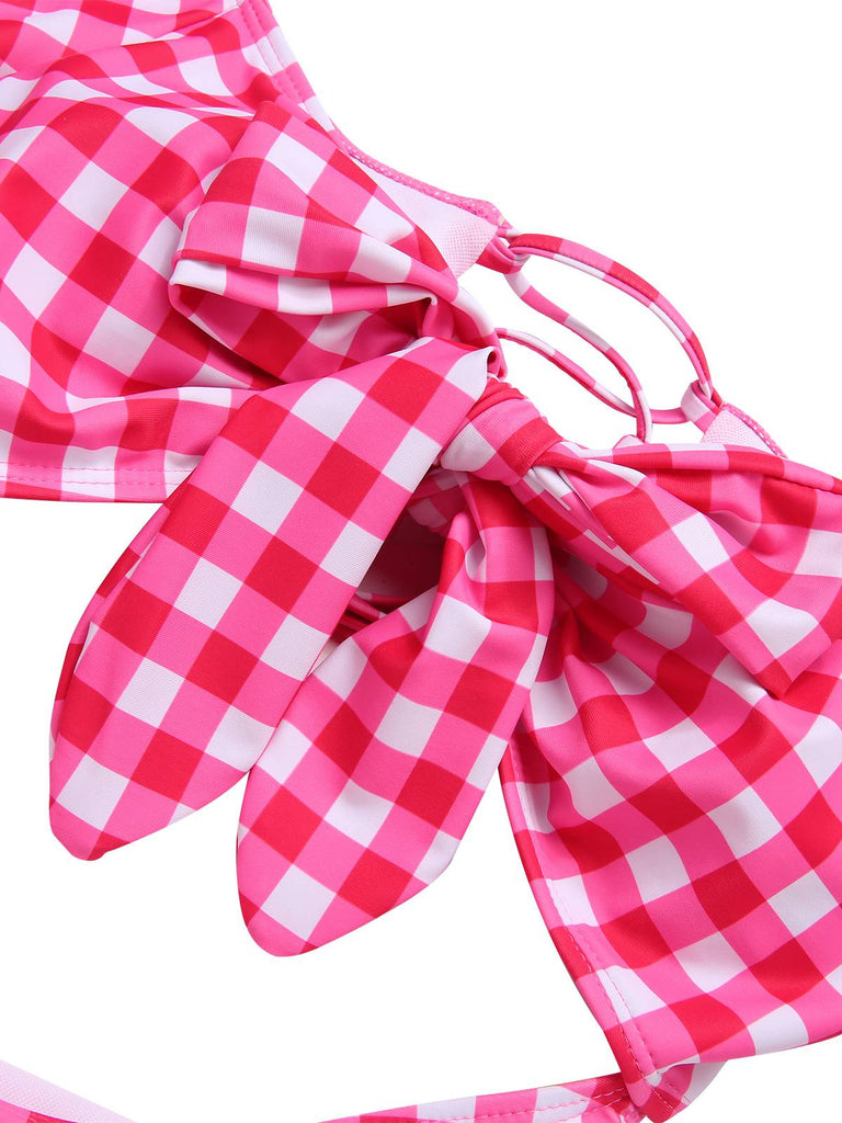 1950s Gingham Plaid Hollow Puff | 1950s | vintage swimsuit, retro beachwear