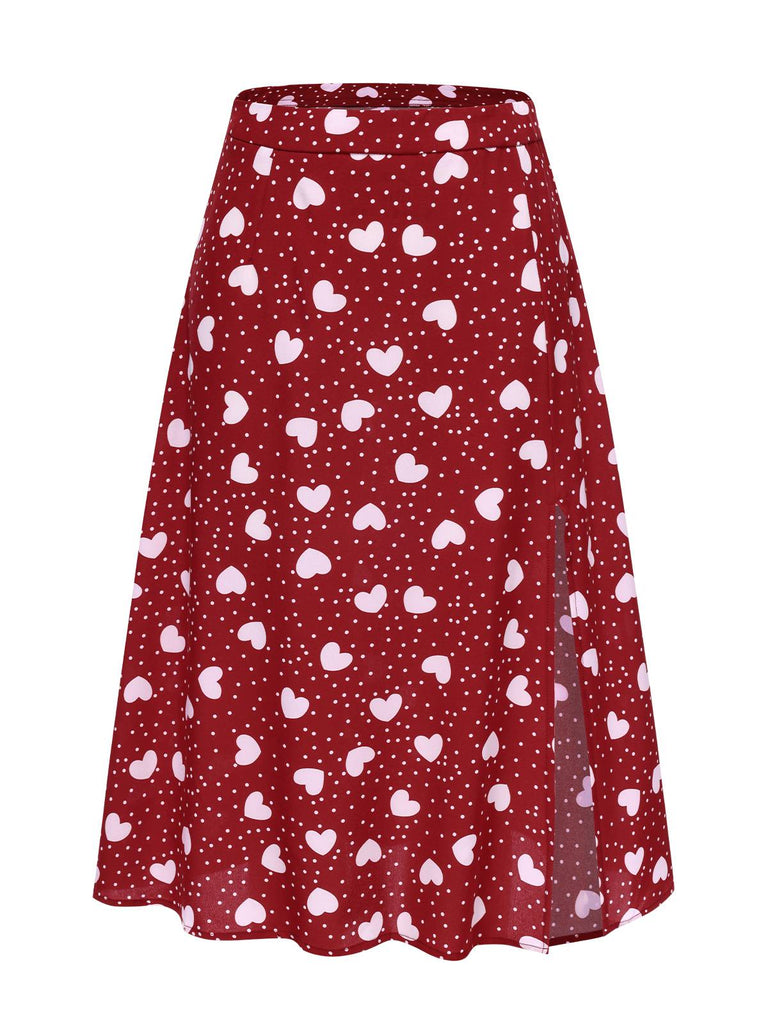 1950s Heart Dots Slit ALine | 1950s | vintage skirt, retro style