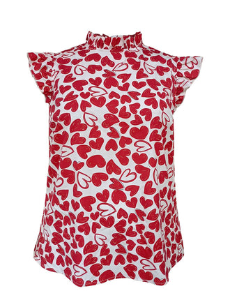 She pairs this Red 1950s Heart Sleeveless Pull On Top with confidence and 1950s charm