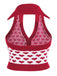 Red 1950s Knitting Heart Halter Button Tops - vintage fashion, retro style, elegant red