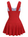 Red 1950s Pleated Solid One-Piece Swimsuit — because 1950s glamour never goes out of style