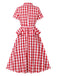 This Red 1950s Pure Cotton Gingham Plaids Belted Dress wraps her in 1950s elegance, one twirl at a time
