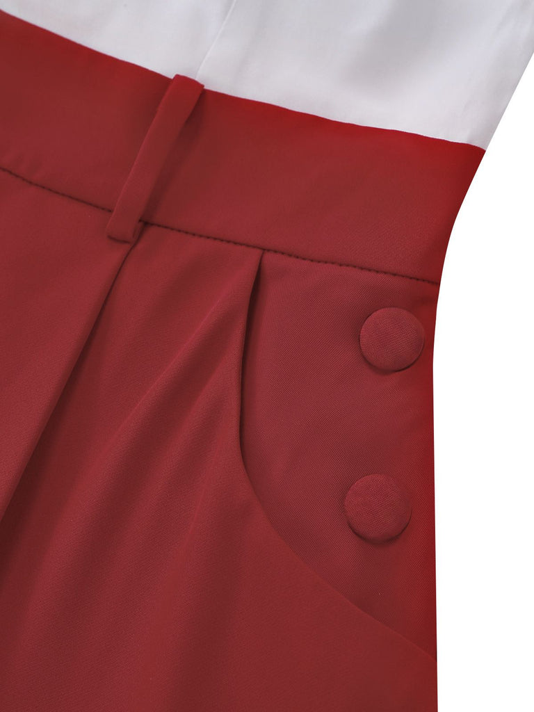 [Pre-Sale] Red 1950s Sailor Collar Belted Sleeveless A-Line Dress, vintage dress, retro fashion, rockabilly, pin-up fashion - perfect for women who love vintage and retro fashion