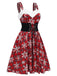 Red 1950s Snowflake Plaid Plush Trim Dress, vintage dress, retro fashion, rockabilly, pin-up fashion - perfect for women who love vintage and retro fashion