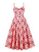Red 1950s Spaghetti Straps Plaid Swing Dress - vintage dress, retro fashion, rockabilly