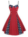 Red 1950s Stars Patchwork Strap Dress — vintage elegance for the modern woman