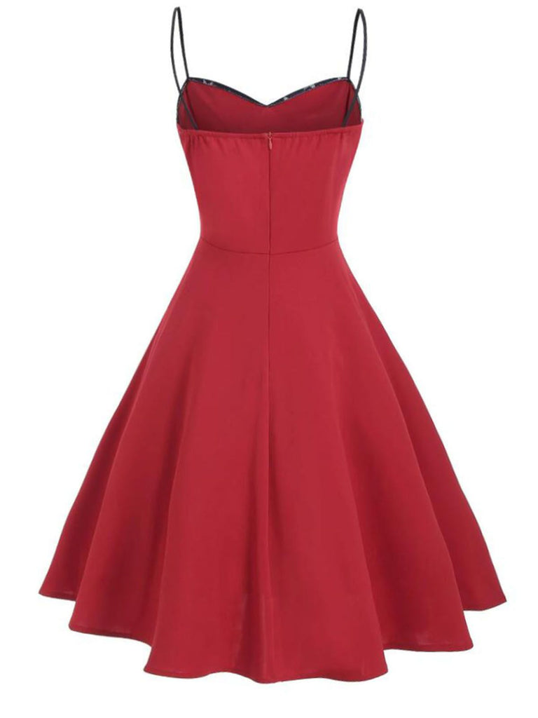 Red 1950s Stars Patchwork Strap Dress — vintage elegance for the modern woman