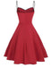 Red 1950s Stars Patchwork Strap Dress — vintage elegance for the modern woman