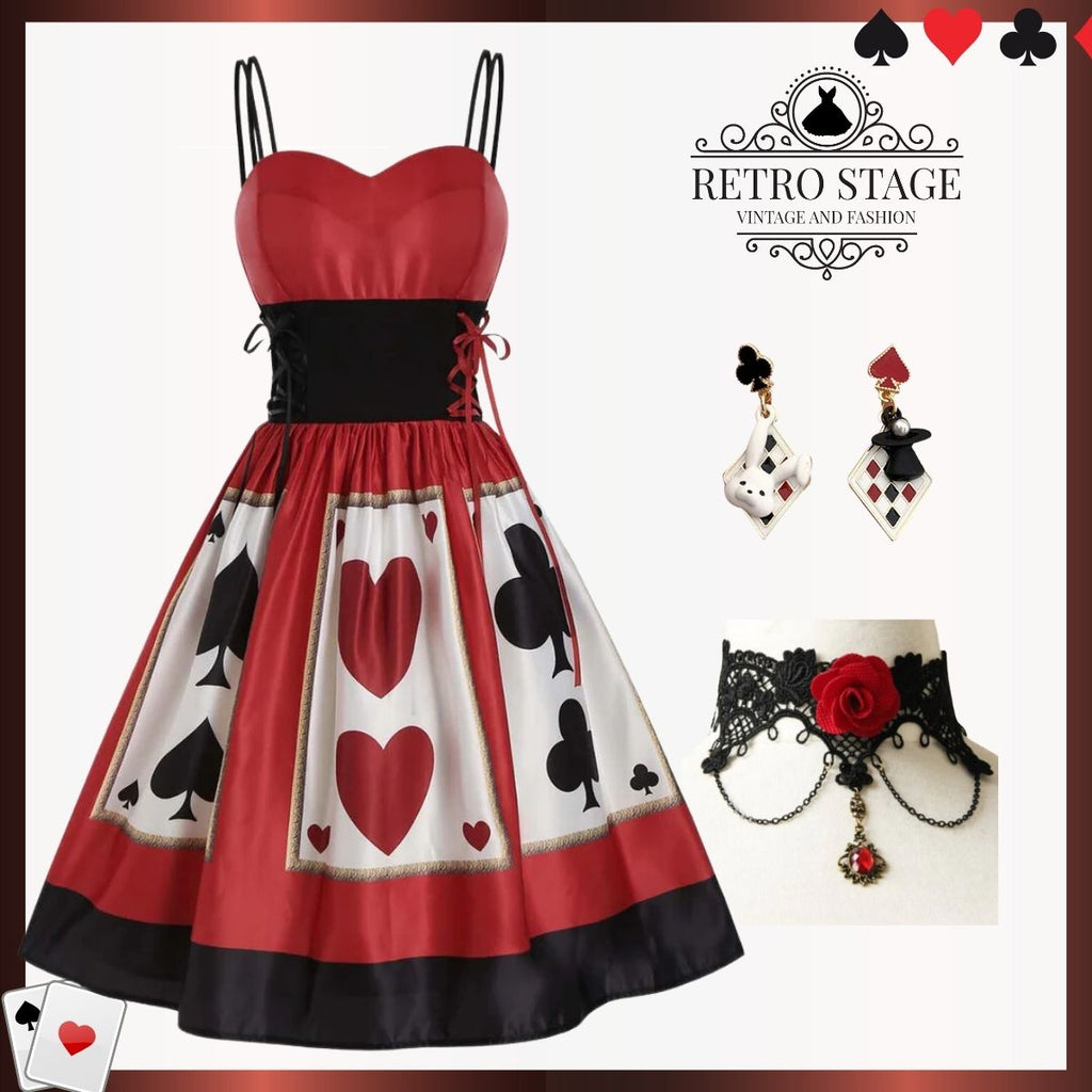 Red 1950s Strap Poker Costume Dress, vintage dress, retro fashion, rockabilly, pin-up fashion - perfect for women who love vintage and retro fashion
