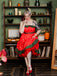 She slips into this Red 1950s Strawberry Ruffle Belt Dress and suddenly it's a 1950s daydream