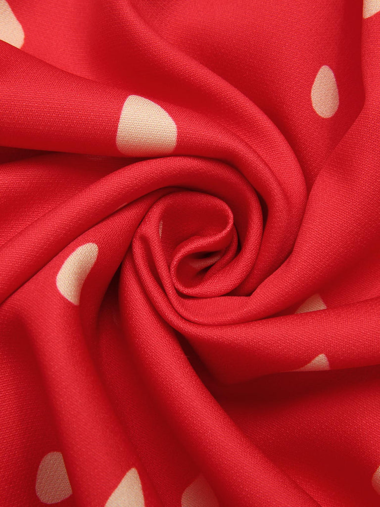 Red 1950s Strawberry Ruffle Belt Dress — a 1950s silhouette that turns sidewalks into runways