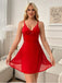 Red 1950s V-Neck Lace Slip Nightgown - vintage nightgown, retro sleepwear, elegant red