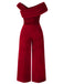Red 1950s Velvet Off Shoulder Button Jumpsuit: timeless 1950s elegance she makes her own