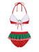 Red 1950s Watermelon Ruffled Bikini Set - vintage fashion, retro style, elegant red