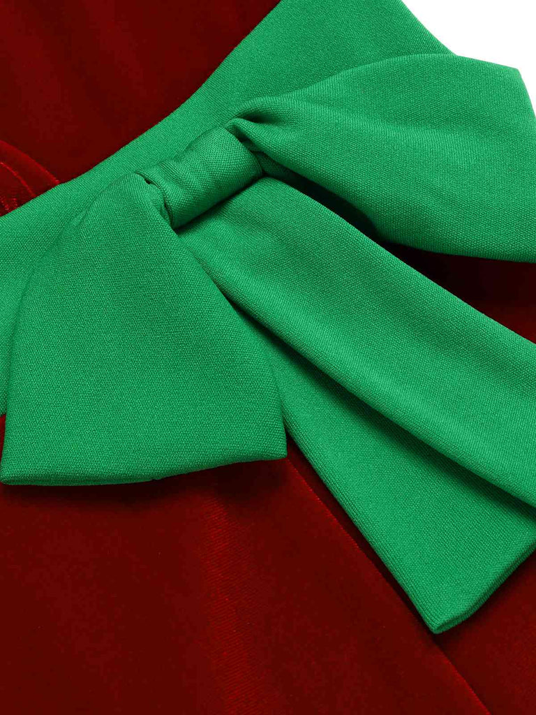 Red 1960s Christmas Wave Hem Contrast Dress, vintage dress, retro fashion - perfect for women who love vintage and retro fashion