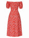Red 1960s Floral Off-Shoulder Side Slit Dress, vintage dress, retro fashion, floral print - perfect for women who love vintage and retro fashion