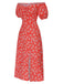 Red 1960s Floral Off-Shoulder Side Slit Dress, vintage dress, retro fashion, floral print - perfect for women who love vintage and retro fashion