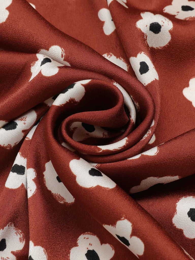 Red 1960s Floral Puff Sleeve Flared Dress: timeless style reimagined